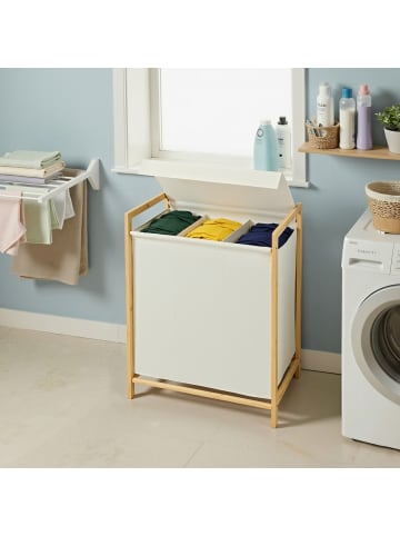 SONGMICS Wäschesammler Rocki in Creme - (B)40 x (H)78 x (T)65 cm