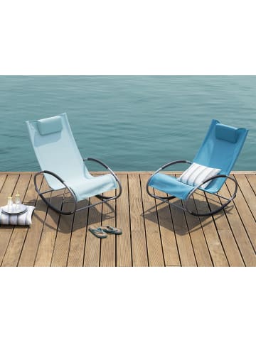 Beliani Gartenliege CAMPO in Blau/Schwarz/Silber - (W) 62 x (H) 88 x (L) 107 cm