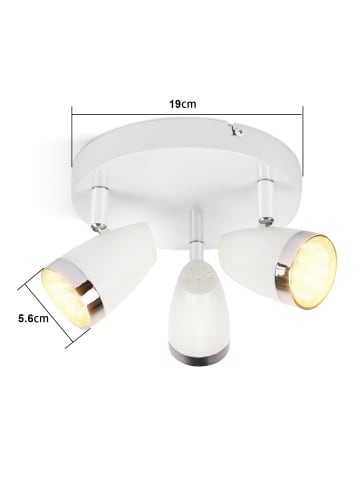 ZMH Deckenleuchte LED in Weiß 3-flammige Drehbar Modern Warmweiß 3000 K