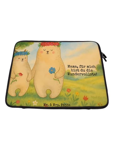 Mr. & Mrs. Panda Laptoptasche Bären mit Blumenkranz Design mit S... in Weiß