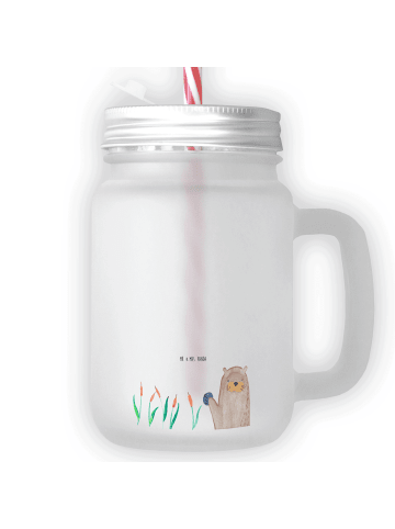 Mr. & Mrs. Panda Trinkglas Mason Jar Otter Stein ohne Spruch in Transparent