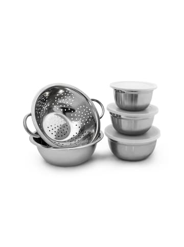 relaxdays 5-tlg. Schüssel Set in Silber - Ø14 - 24 cm