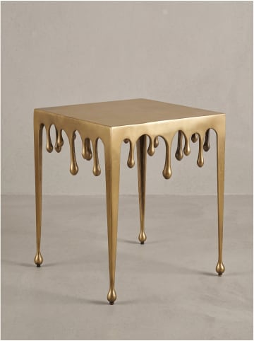 Beistelltisch quadratisch, lackiertes Aluminium, handgefertigt in Gold