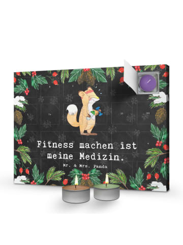 Mr. & Mrs. Panda Kerzen Adventskalender Fuchs Fitness mit Spruch in Kreidetafel