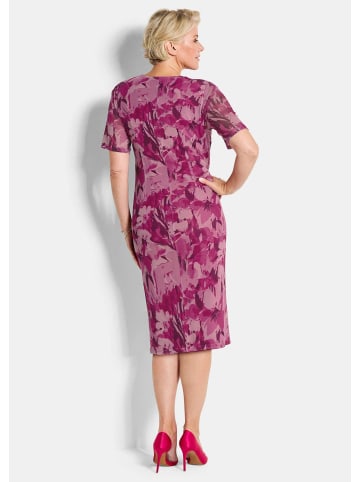GOLDNER Meshkleid Wickelkleid mit Blumenmuster in rosé / gemustert