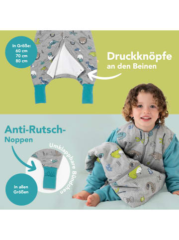 Schlummersack Schlafsack mit Füßen und umklappbaren Bündchen, 2.5 TOG in Anthrazit