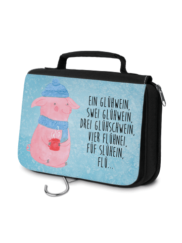 Mr. & Mrs. Panda Waschtasche Schweinchen Glühwein mit Spruch in Eisblau