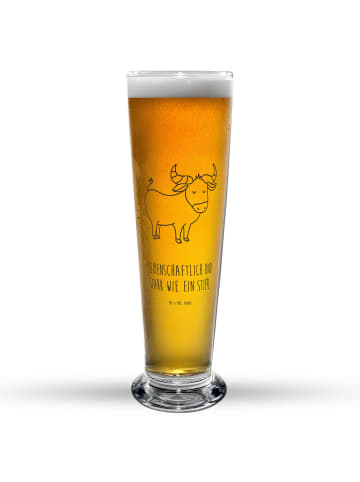 Mr. & Mrs. Panda Bierglas Sternzeichen Stier mit Spruch in Transparent