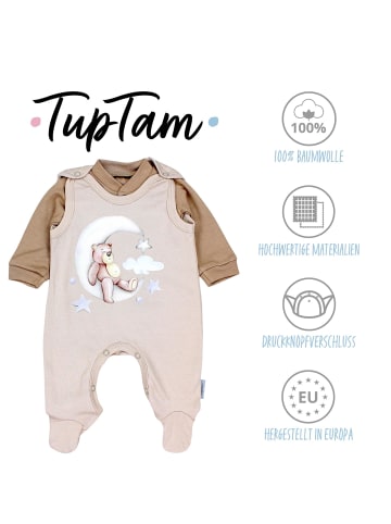 TupTam Baby Unisex Strampler-Set mit Aufdruck Spruch 2-tlg in beige Modell 2