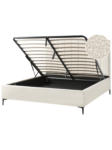 Beliani Doppelbett SEZANNE in Weiß/Schwarz - (W) 190 x (H) 142 x (L) 215 cm