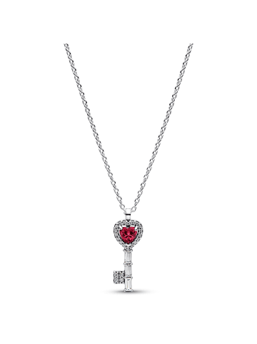 Pandora Damen-Halskette Schlüssel Erhabenes Herz Rot