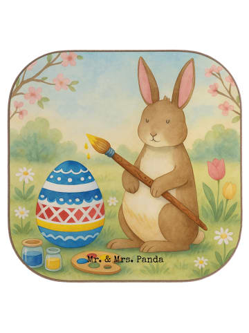 Mr. & Mrs. Panda Holzuntersetzer Hase Eier Malen Design ohne Spruch in Weiß