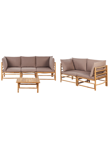 Beliani 6-tlg Sitzgruppe CERRETO in Braun/Beige/Grau