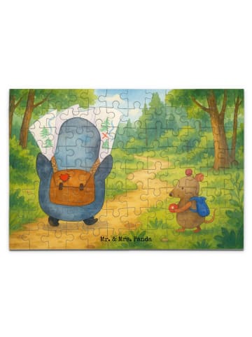Mr. & Mrs. Panda Puzzle Pinguin & Maus Wanderer Design ohne Spruch in Weiß