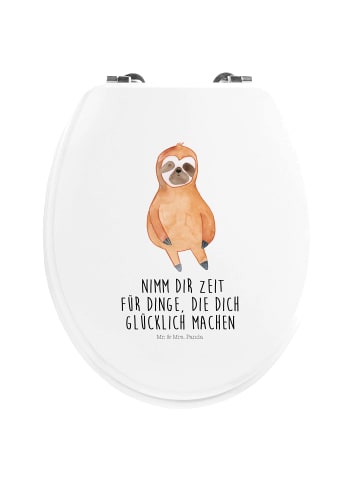 Mr. & Mrs. Panda Toilettendeckel Faultier Zufrieden mit Spruch in Weiß