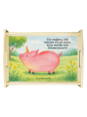 Mr. & Mrs. Panda Tablett Einhorn Schwein Design mit Spruch in Weiß