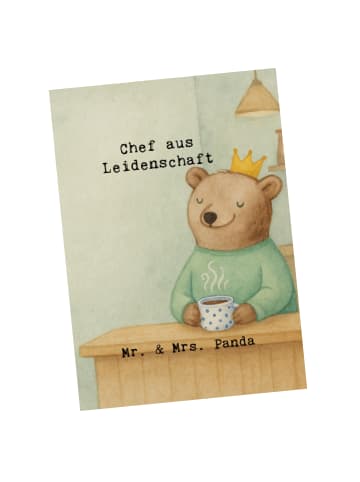 Mr. & Mrs. Panda Postkarte Chef Leidenschaft Design mit Spruch in Weiß