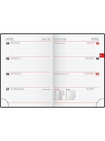 BRUNNEN Taschenkalender 10x14cm 1 Woche/2 Seiten Kunstleder schwarz 2027