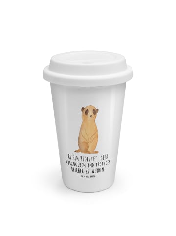 Mr. & Mrs. Panda Isolierbecher Erdmännchen mit Spruch in Weiß