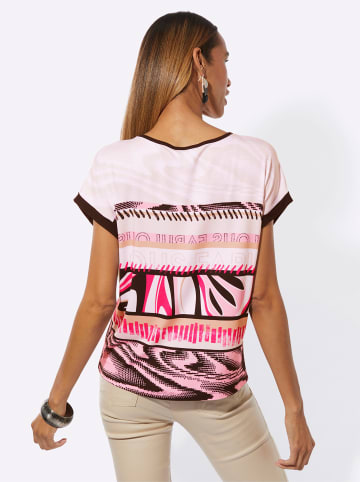 creation L Rundhalsshirt in altrosa-schwarz-bedruckt