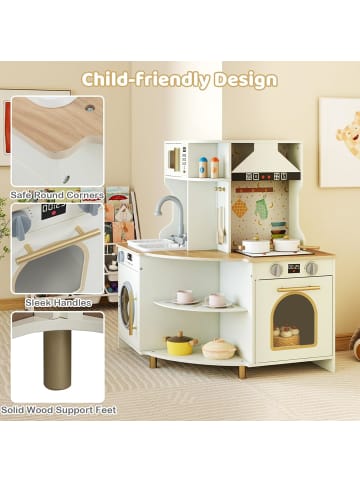 COSTWAY Kinderküche Eck ab 3 Jahren in Beige