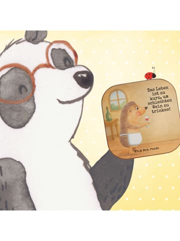 Mr. & Mrs. Panda Holzuntersetzer Igel Wein Design mit Spruch in Weiß