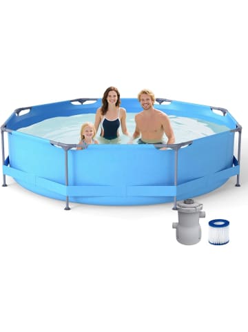COSTWAY Pool Set mit Filterpumpe 300 x 300 cm in Blau