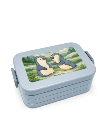 Mr. & Mrs. Panda Vesperbox Pinguine trösten Design ohne Spruch in Blau Pastell