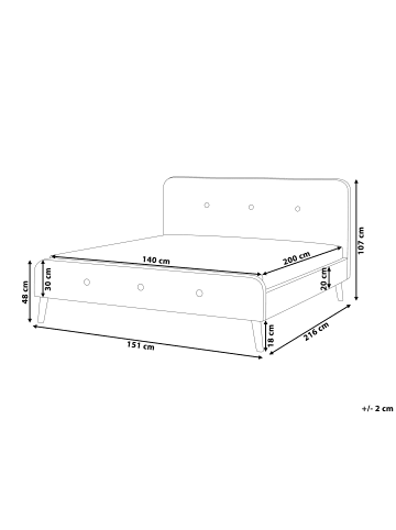 Beliani Doppelbett RENNES in Beige/Braun - (W) 151 x (H) 107 x (L) 216 cm