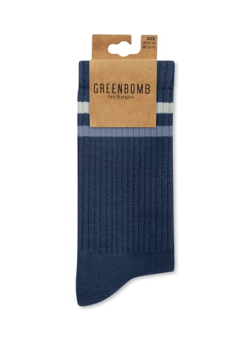 GreenBomb Tennis Socks Blue Mint Stripes in Marineblau