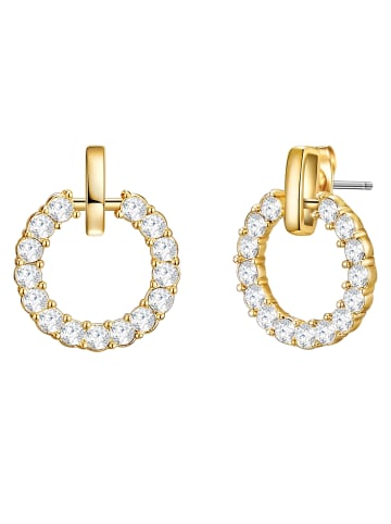 Lulu & Jane Ohrstecker Kreis aus Messing verziert mit Kristallen von Swarovski® in gelbgold