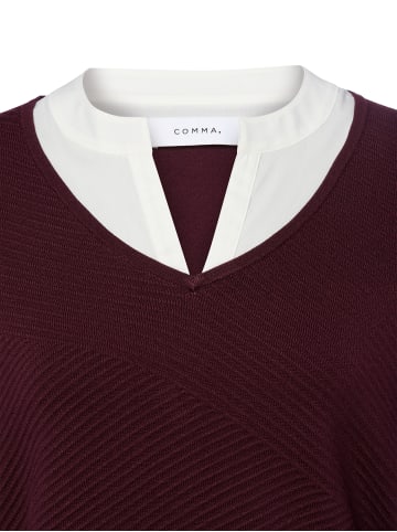 comma Strickpullover in aubergine weiß - 0001