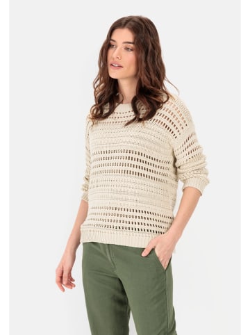 Camel Active Pullover mit Lochstrickmuster in Beige