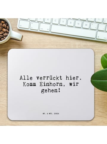 Mr. & Mrs. Panda Mauspad Alle verrückt hier. Komm... mit Spruch in Aquarellblau