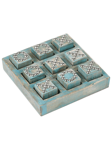 Beliani Dekofigur KINA in Blau/Silber/Braun - (W) 16 x (H) 3 x (L) 16 cm