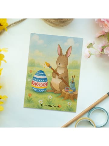 Mr. & Mrs. Panda Postkarte Hase Eier Malen Design ohne Spruch in Weiß
