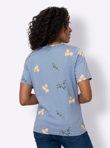 Sieh an! Kurzarm-Shirt in bleu-weiß-bedruckt