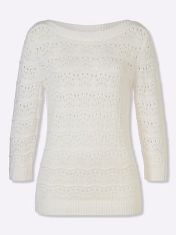 Sieh an! Ajour-Pullover in weiß