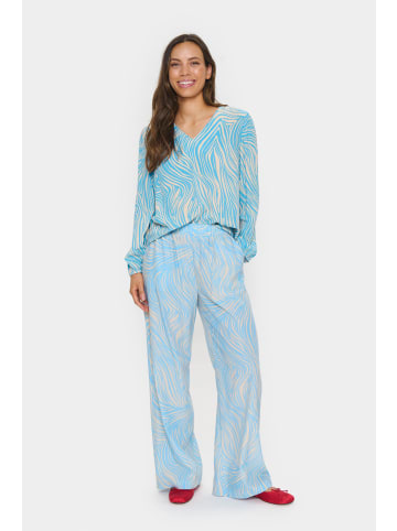 SAINT TROPEZ Casual Hose JessicaSZ Lockere Passform in Blue Leaves Strokes