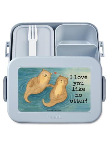 Mr. & Mrs. Panda Bentobox Otter Hände halten Design mit Spruch in Blau Pastell