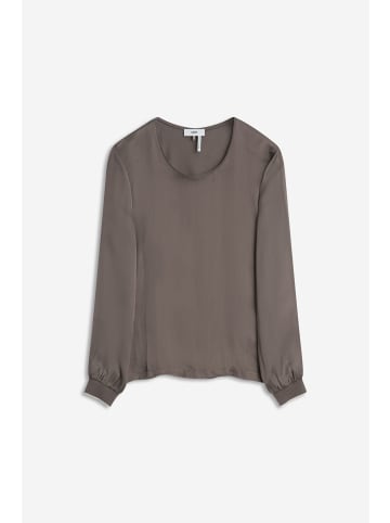 Cinque Satin-Shirt mit sportiven Details in Braun