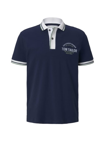 Tom Tailor Tom Tailor Poloshirt Decorated Polo mit Print Shortleeve in blau