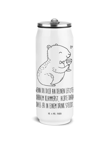 Mr. & Mrs. Panda Trinkflasche Capybara Wein mit Spruch in Weiß