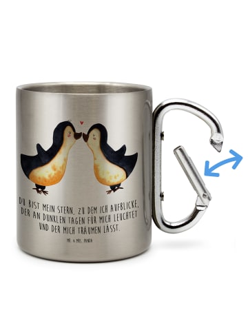 Mr. & Mrs. Panda Becher Pinguin Liebe mit Spruch in Silber