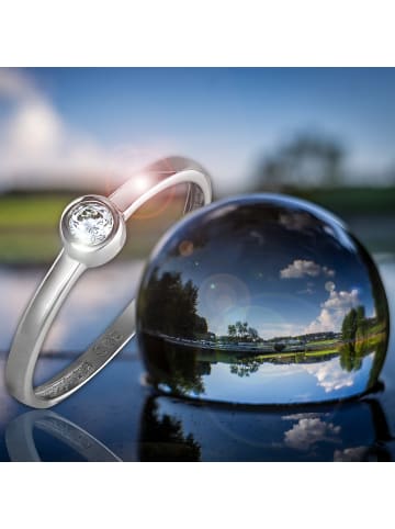 GoldDream 333 Weißgold - 8 Karat Damen Ringe Stein Fingerring  54 (17,2)