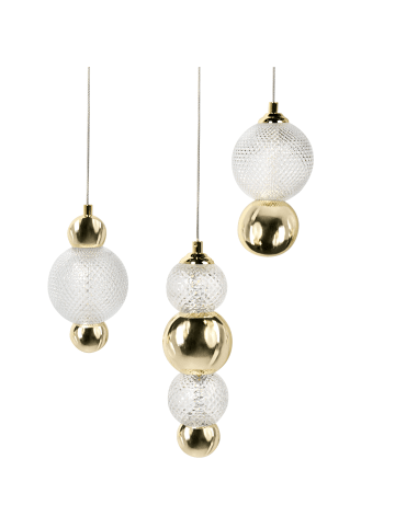 Beliani Pendelleuchten SORA in Gold/Schwarz/Transparent - (W) 32 x (H) 128 x (L) 32 cm