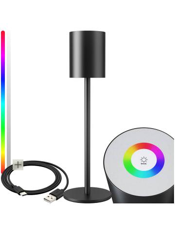 tectake Akku-Tischlampe Corly 10 x 37 cm, schwarz