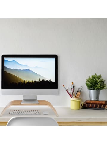 relaxdays 2 x Monitorständer in Natur - (B)52,5 x (H)10 x (T)24 cm