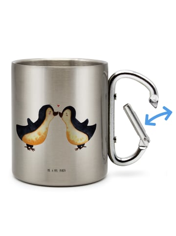 Mr. & Mrs. Panda Thermobecher Pinguin Liebe ohne Spruch in Silber