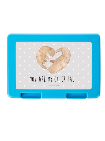 Mr. & Mrs. Panda Brotbox Otter Herz mit Spruch in Grau Pastell
